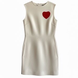 VALENTINO Authentic  Heart Dress Wool Cashmere Silk White Size S Italy